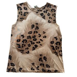 Vintage Frazier Lawrence Women's Large Leopard Print Sleeveless Tank Top Brown